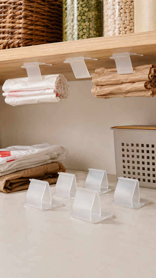 Under-Shelf Bag Organizer Clips